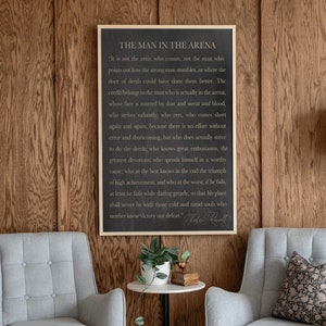 The Man In The Arena Sign | Inspirational Sign | Motivational Sign | Office Wall | Man In The Arena Quote | 126