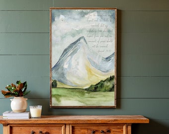 Isaiah 54:10 Scripture Watercolor Wood Sign | Mountain Art | 267