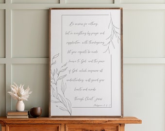 Christian Wall Art | Bible Verse Sign | Be Anxious For Nothing Sign | Philippians 4 Sign | Scripture Wall Decor | Christian Wall Decor | 338