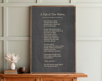 A Tale Of Two Wolves Book Page Wall Decor | Book Page Wall Art | A Tale Of Two Wolves | Framed Book Page Sign | Signs for Home | 097