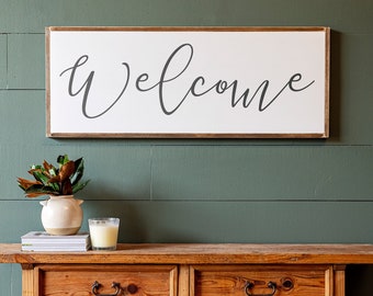 Entryway Signs | Welcome Sign | Framed Wood Welcome Sign | Signs for Home | Home Decor Sign | 041