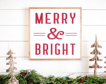 Holiday Sign | Holiday Sign Wood | Holiday Signage | Merry and Bright Sign | Merry and Bright Wood Sign | Holiday Wood Sign | Holiday Signs