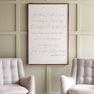 Great Is Thy Faithfulness Sign | Scripture Wall Decor | Christian Wall Decor | Lamentations 3 Sign | Living Room Sign | Wood Sign | 359