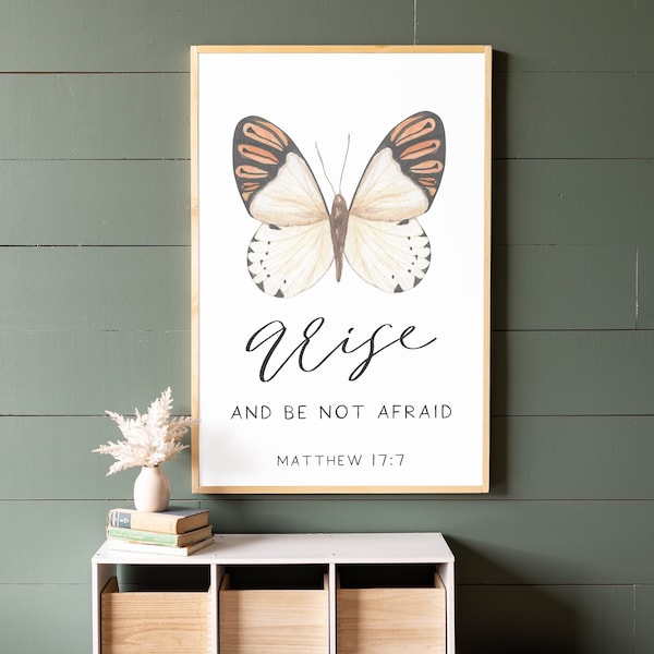 Scripture Wall Decor | Christian Wall Decor | Arise Sign | Matthew 17 Scripture Sign | Butterfly Sign | Living Room Sign | Wood Sign | 350