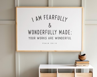 Fearfully and Wonderfully Made Wood Sign | Scripture Nursery Decor | 098