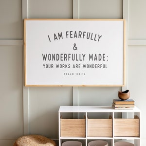 Scripture Nursery Signs | Nursery Decor| I Praise You For I Am Fearfully And Wonderfully Made Wood Sign | Above Crib Sign | Horizontal | 098