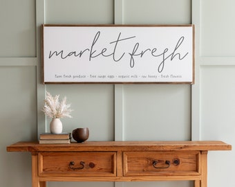Market Fresh Wooden Kitchen Sign: Farmhouse Pantry Decor | 012