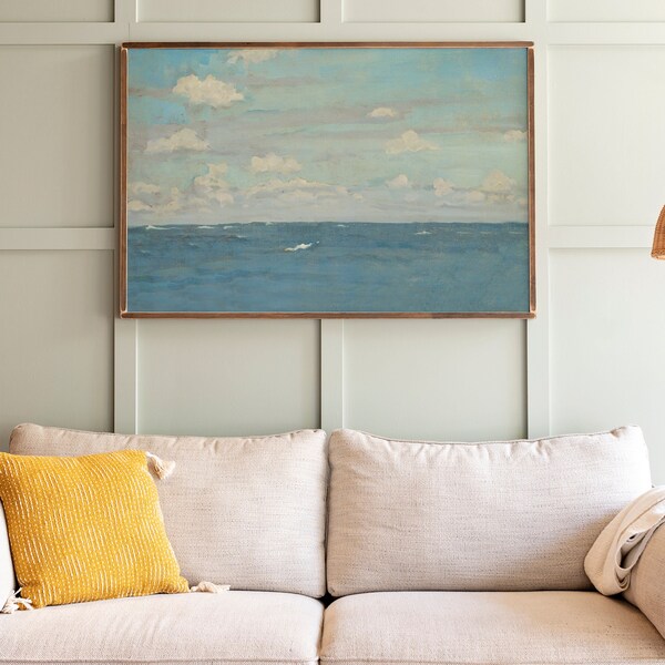 Beach House Art | Vintage Ocean Scene Print on Wood | Extra Large Art | Large Horizontal Sign | 145