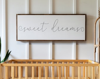 Sweet Dreams Sign | Above Crib Sign | Sign For Above Crib | Nursery Wall Decor | Sweet Dreams Nursery Sign | Framed Wood Signs