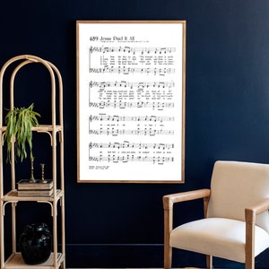 Jesus Paid It All Wood Sign | Jesus Paid It All Sheet Music Sign | Hymnal Wood Sign | Hymn Sheet Music Wall Art | Signs For Home | 291