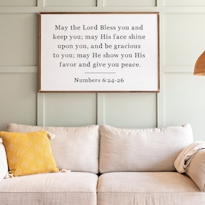 May The Lord Bless You And Keep You Sign | Scripture Wall Decor | Christian Wall Decor | Living Room Wall Decor | Horizontal Sign | 325