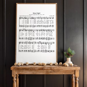 Silent Night Hymn Sheet Music Wood Sign - Christmas Wall Decor | 378