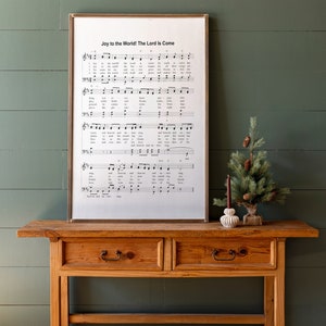 Joy To The World Hymn Sign | Song Lyric Gift | Music Sign | Christmas Sign | Sheet Music Sign | Framed Wood Signs | Signs for Home | 373