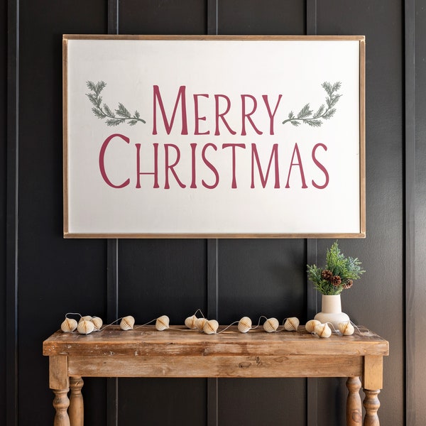 Merry Christmas Sign | Living Room Wall Art | Christmas Decor | Framed Wood Signs | Extra Large Art | Large Horizontal Sign | 382