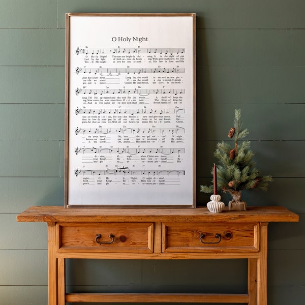 O Holy Night Sign | Song Lyric Gift | O Holy Night Sheet Music Sign | Christmas Sign | Sheet Music Sign | Framed Wood Signs | 374