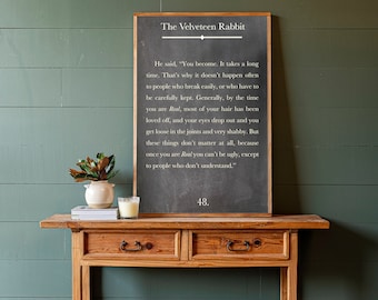 The Velveteen Rabbit Sign | Book Page Signs | Velveteen Rabbit Walk Art | Signs for Home | He Said You Become | Home Decor Sign | 184