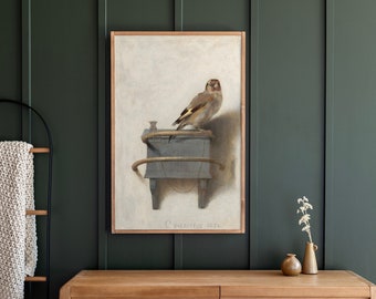 Framed Mid Century Finch Bird Painting | Bird Wall Art | French Inspired Wall Decor | Framed Vintage Art | 511