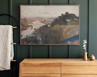 Framed Vintage Landscape Abstract Art | Extra Large Framed Modern Art | Mid Century Abstract Wall Art | 561