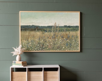 Vintage Wildflower Field Wall Art | Field Of Flowers Art | Botanical Wildflower Art | 167