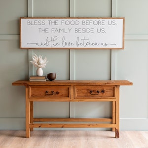 Bless The Food Before Us Wood Sign: Dining Room Wall Decor