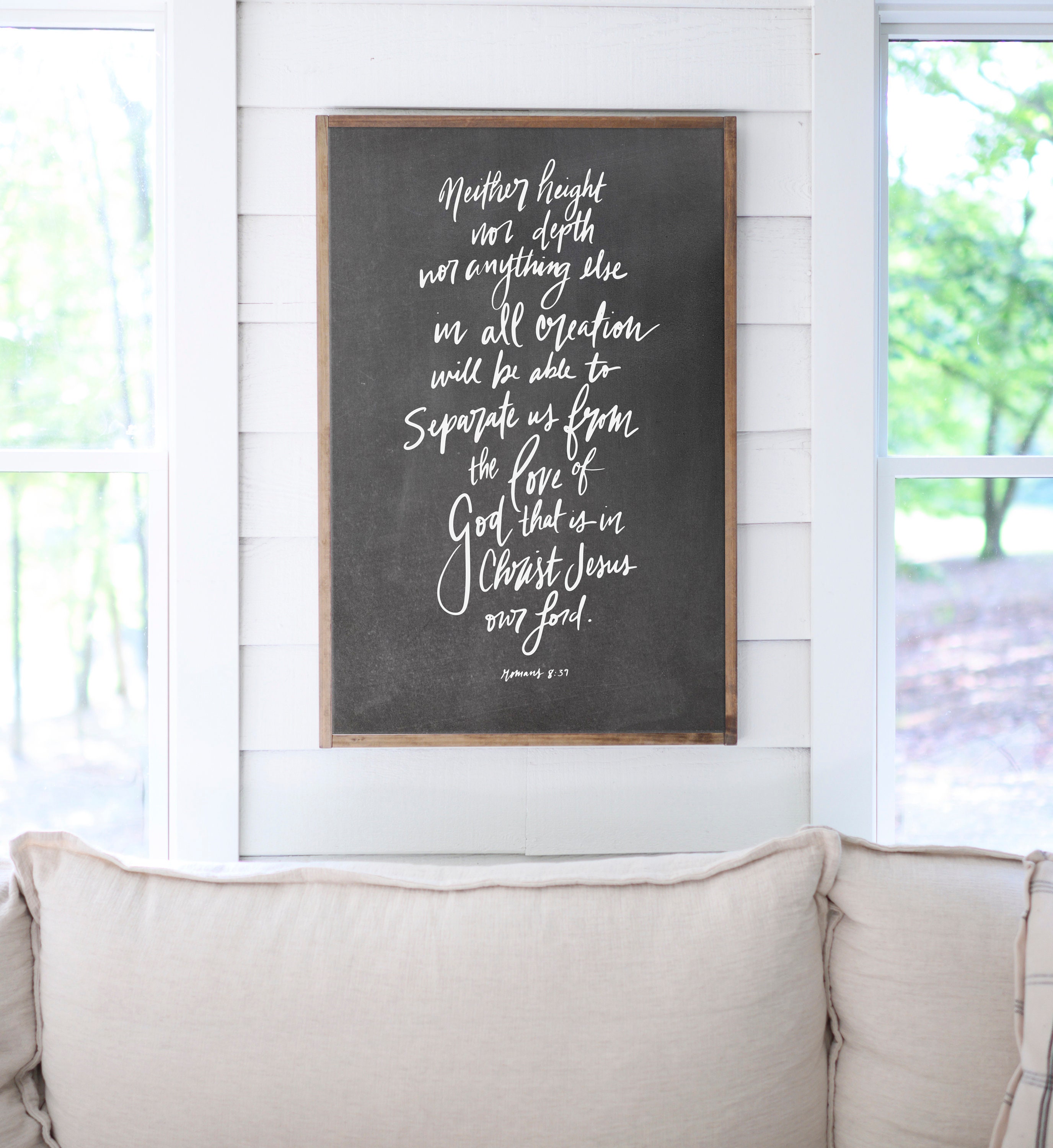 Hand Lettered Scripture Wood Sign Living Room Sign Neither | Etsy