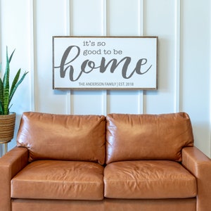 It's So Good To Be Home Sign Housewarming gift Custom Name sign Wood sign It's So Good To Be Home Family established sign image 3