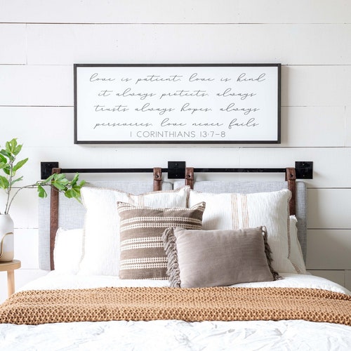 Panneau en bois 1 Corinthiens 13 : l'amour est patient, décoration de la chambre principale