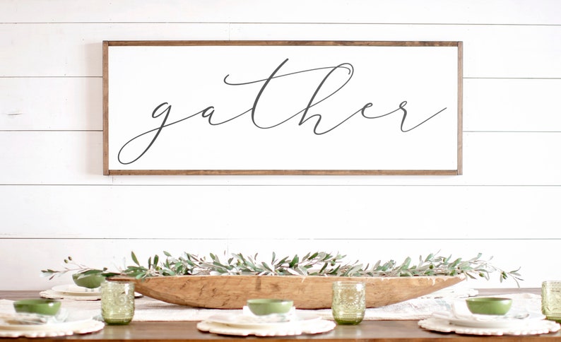 Gather Sign Gather Sign Large Gather Wood Sign Gather Sign Wood Dining Room Signs Dining Room Wall Decor Thanksgiving Sign 039 immagine 3