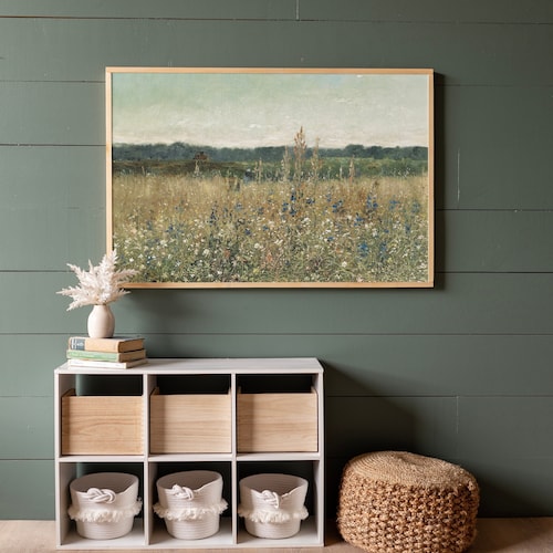 Vintage Wildflower Field Art: Botanical Print on Wood | 167
