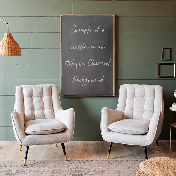 Custom Bible Verse Sign: Antique Charcoal Background Framed Wood Sign
