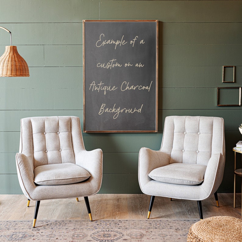 Custom Bible Verse Sign: Antique Charcoal Background Framed Wood Sign image 1