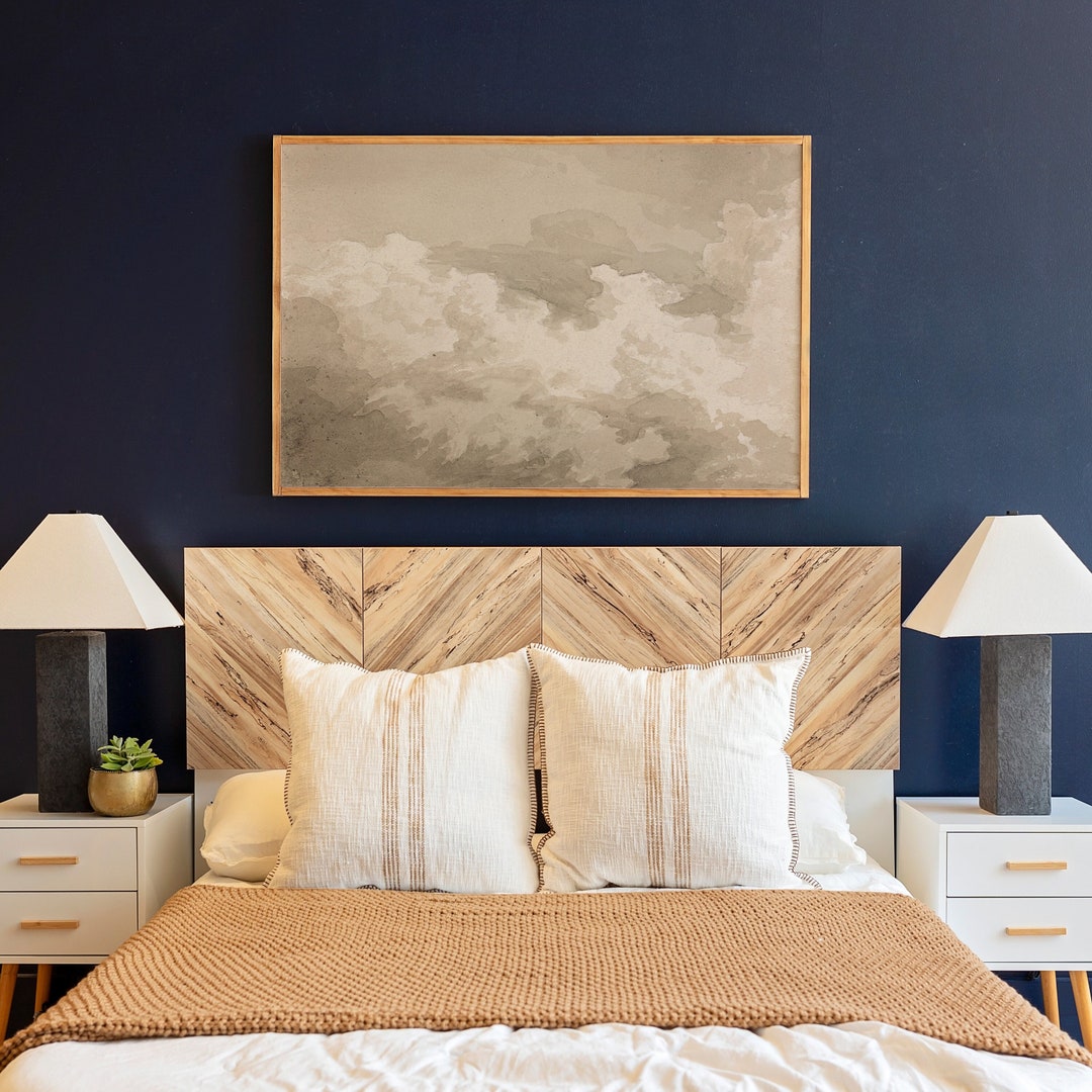 Neutral Bedroom Wall Art Neutral Cloudy Sky Vintage Wall Art