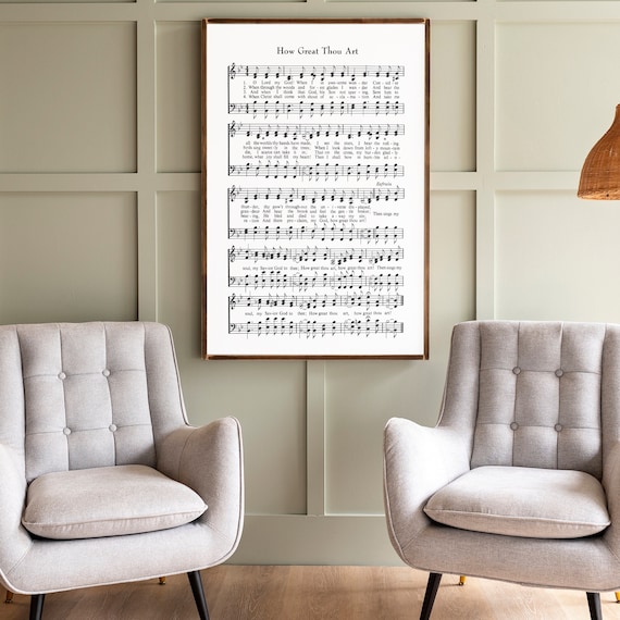 How Great Thou Art Hymn Sheet Music Wood Sign | Framed Wall Art | 272