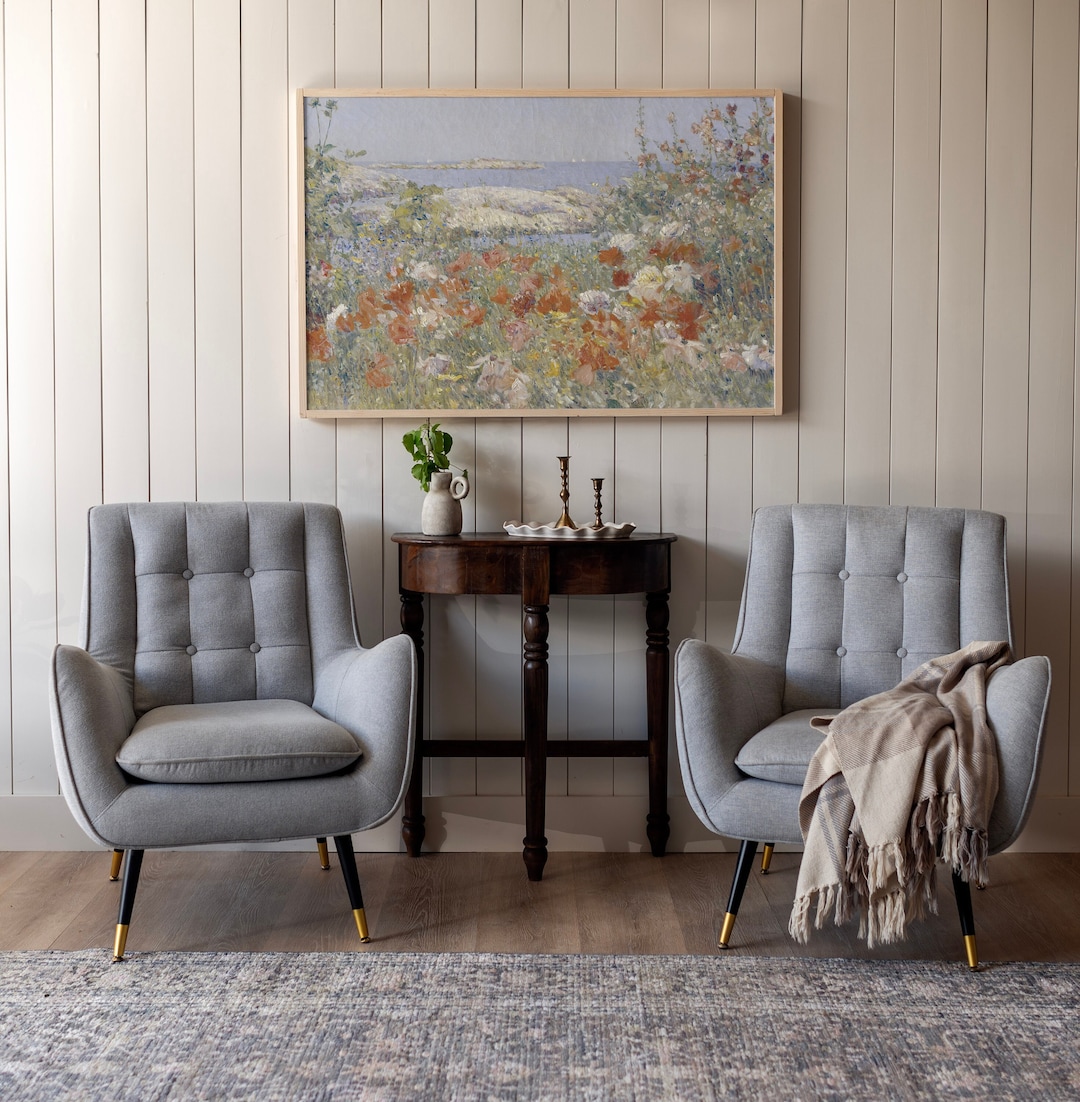 Extra Large Bedroom Living Room Wall Art | Flowers by the Sea Vintage Print Framed | Vintage ...