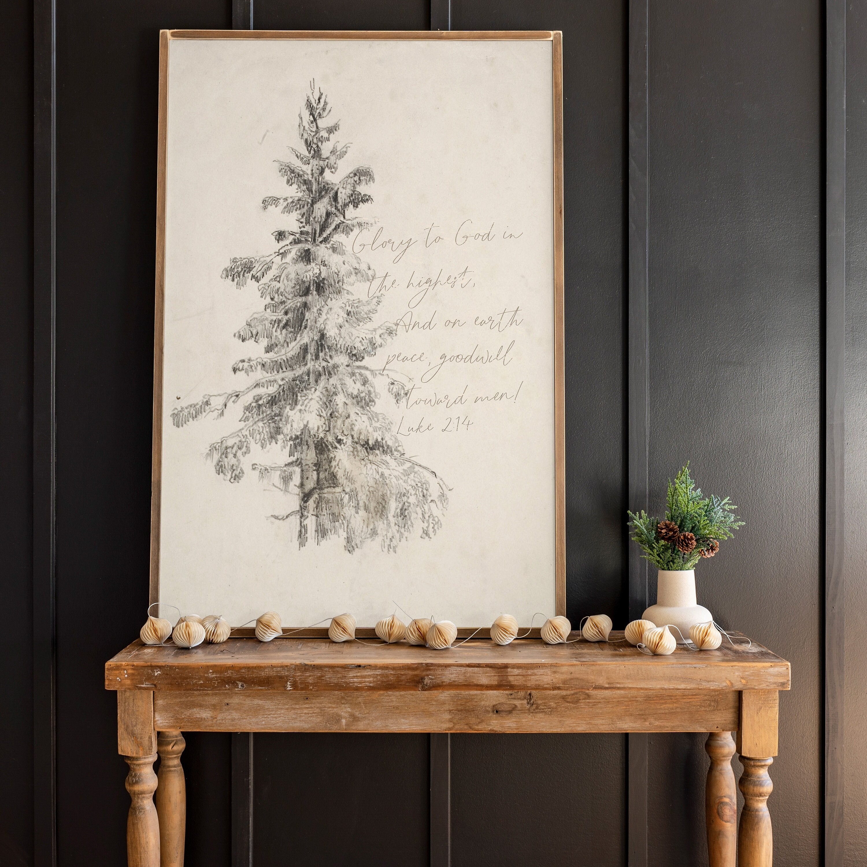 Christmas Tree Art With Scripture | Peace On Earth | Christmas Decor | Luke 2:14 Wall Art | Glory To God In The Highest | 526
