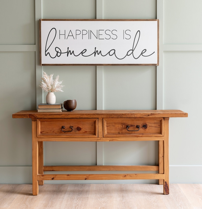 Happiness is Homemade Sign Home Decor Sign Happiness is Homemade Living Room Wall Decor Handmade Wood Sign Framed Sign 050 image 1