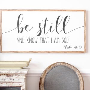 Be Still and Know That I Am God Sign Be Still and Know Scripture Wall Art Bible Verse Sign Be Still Framed Wood Signs 046 image 5