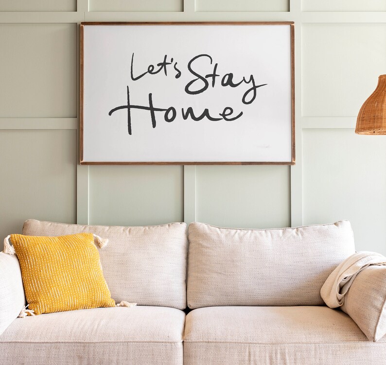 Let's Stay Home Wood Sign Lets Stay Home Let's Stay Home Living Room Sign Family Room Sign Living Room Signs Wood Signs 061 image 3
