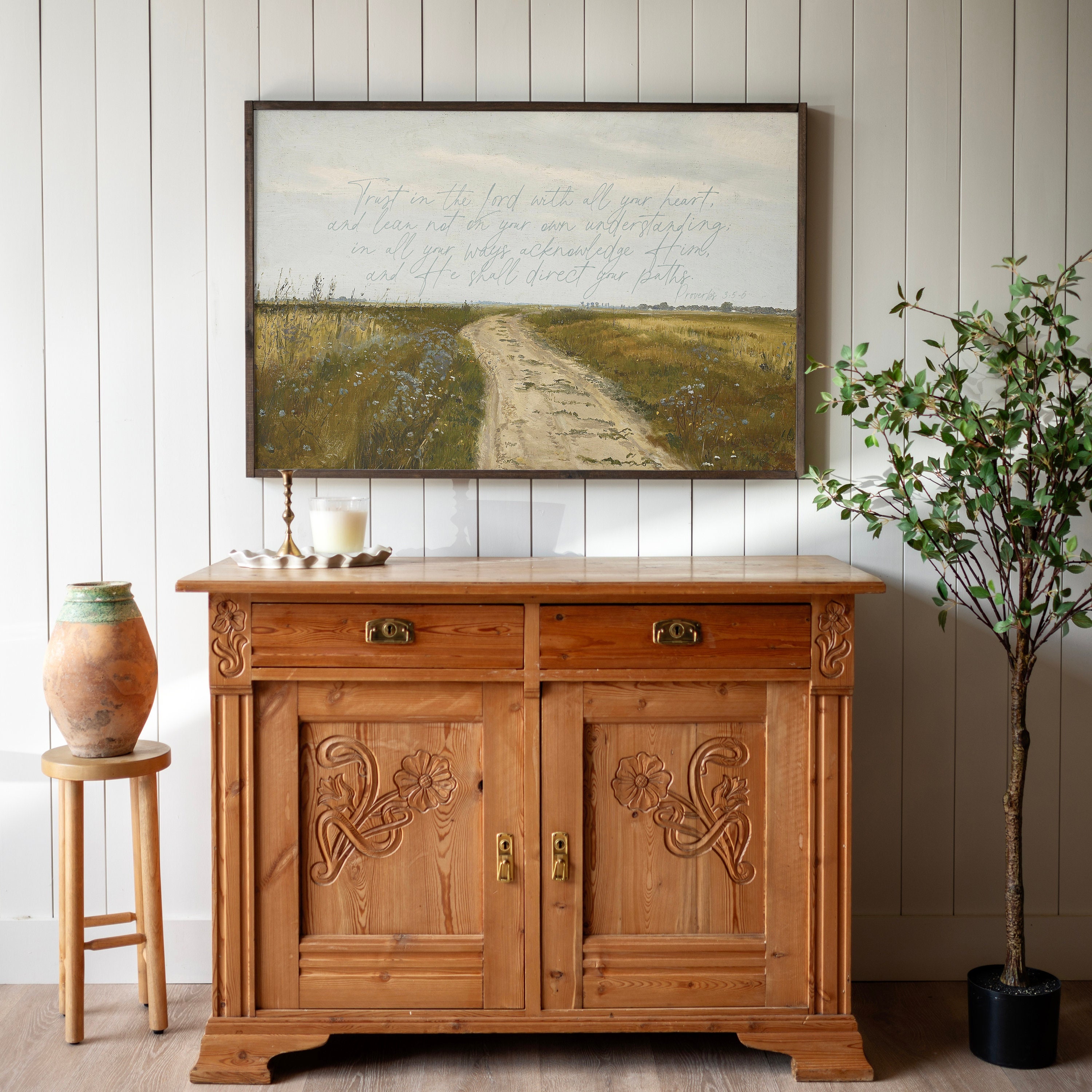 Rustic Scripture Paintings Vintage Scripture Wall Art | Proverbs 3:5, Rustic Landscape | 179 - Etsy