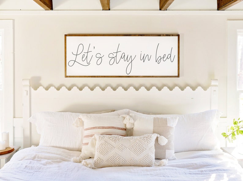 Lets Stay In Bed Sign Bedroom Wall Decor Let's Stay In Etsy