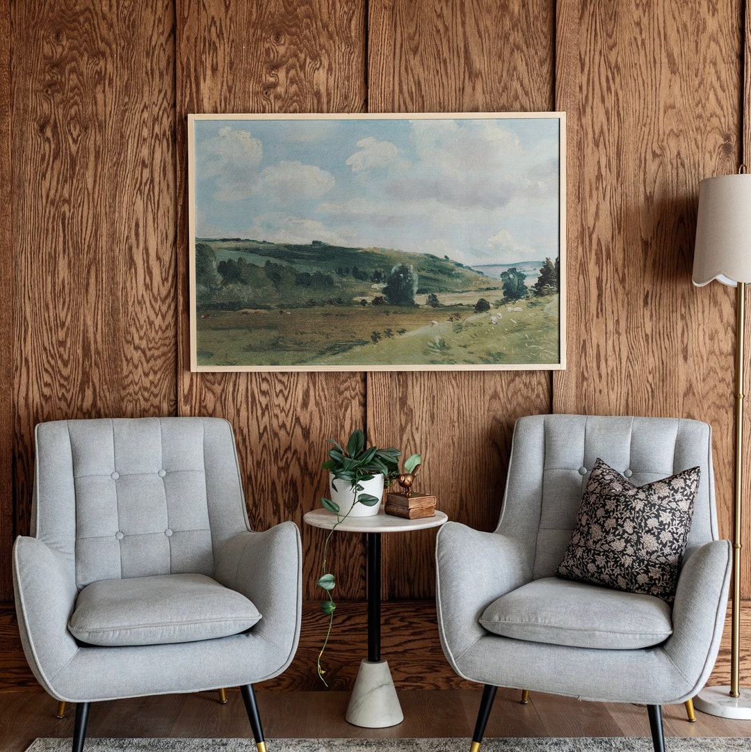 Extra Large Vintage Wall Art Vintage Meadow Scene Wall Art Large Wall