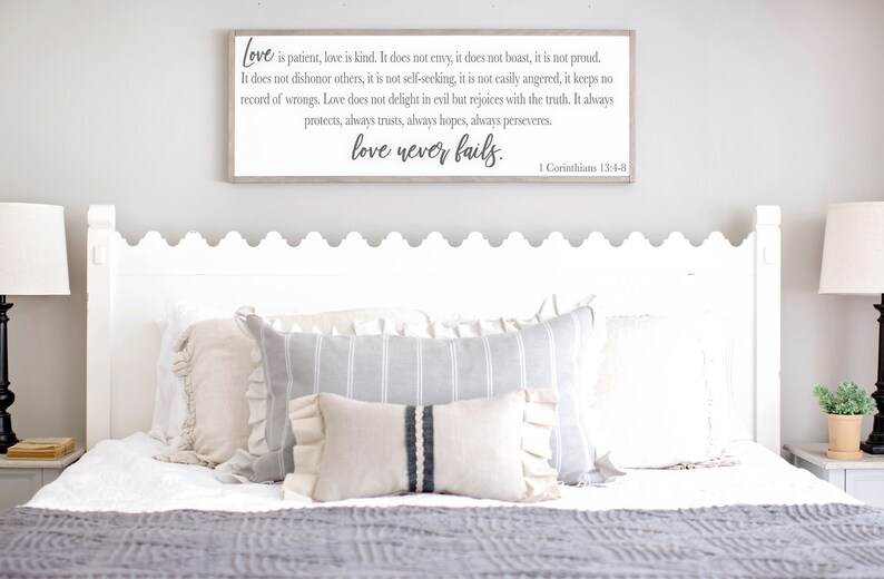 Master Bedroom Wall Decor Love Never Fails Sign 1 Corinthians 13 Wood Is Patient Signs