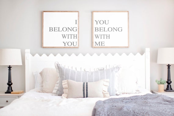 Master Bedroom Wall Decor Above Bed Signs I Belong With Etsy master bedroom wall decor above bed signs i belong with you you belong with me large bedroom wall art framed wood sign