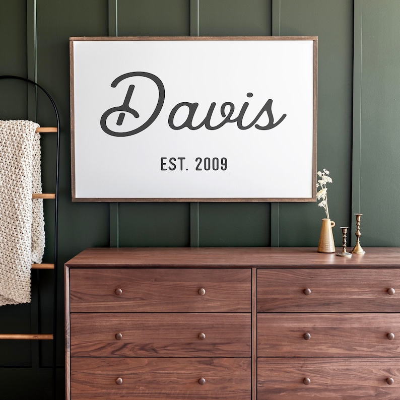 Family Name Sign Wood Custom Name Sign Family Established Sign Personalized Family Sign Last Name Sign Wooden Signs Framed Sign image 1