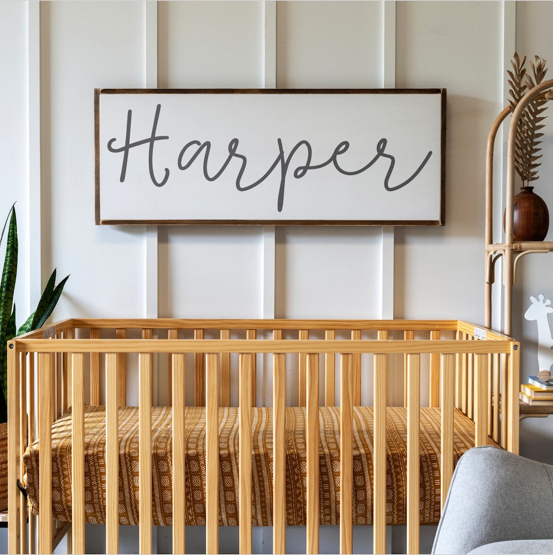 Framed Wood Nursery Name Sign: Custom Baby Name Wall Decor - Etsy