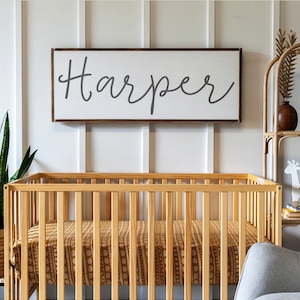 Framed Wood Nursery Name Sign: Custom Baby Name Wall Decor