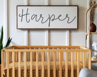 Framed Wood Nursery Name Sign: Custom Baby Name Wall Decor