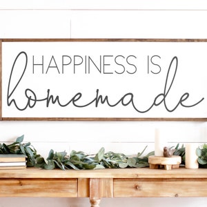 Happiness is Homemade Sign Home Decor Sign Happiness is Homemade Living Room Wall Decor Handmade Wood Sign Framed Sign 050 image 3