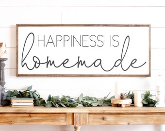 Happiness is Homemade Sign | Home Decor Sign | Happiness is Homemade | Living Room Wall Decor | Handmade Wood Sign | Framed Sign