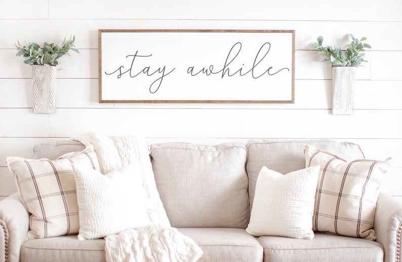 Stay Awhile Sign Stay Awhile Wood Sign Living Room Signs Living Room Wall Decor Entryway Wood Sign Wooden Signs 391 image 3